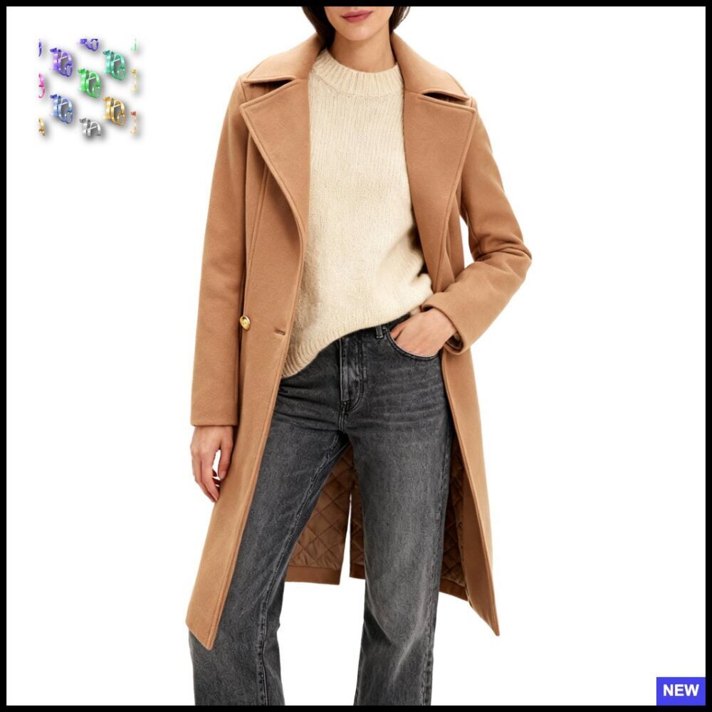 Long Notch Lapel Peacoat Double-Breasted Overcoat Classic Chic Fall Winter